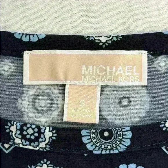 Michael Kors Geometrical Blue Jersey Stretch Shift Dress Gorgeous Women’s Small - Picture 7 of 10